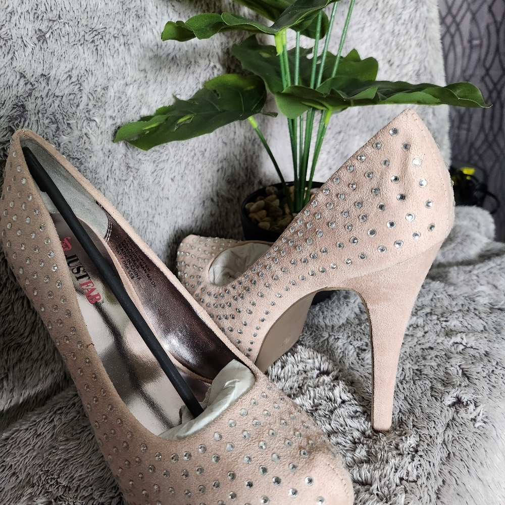 Just Fab 3inch Jillian BLUSH sparkling, diamond crystal high heels